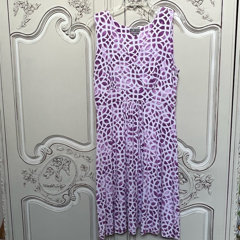 JM Collection white/purple sleeveless dress - size  S